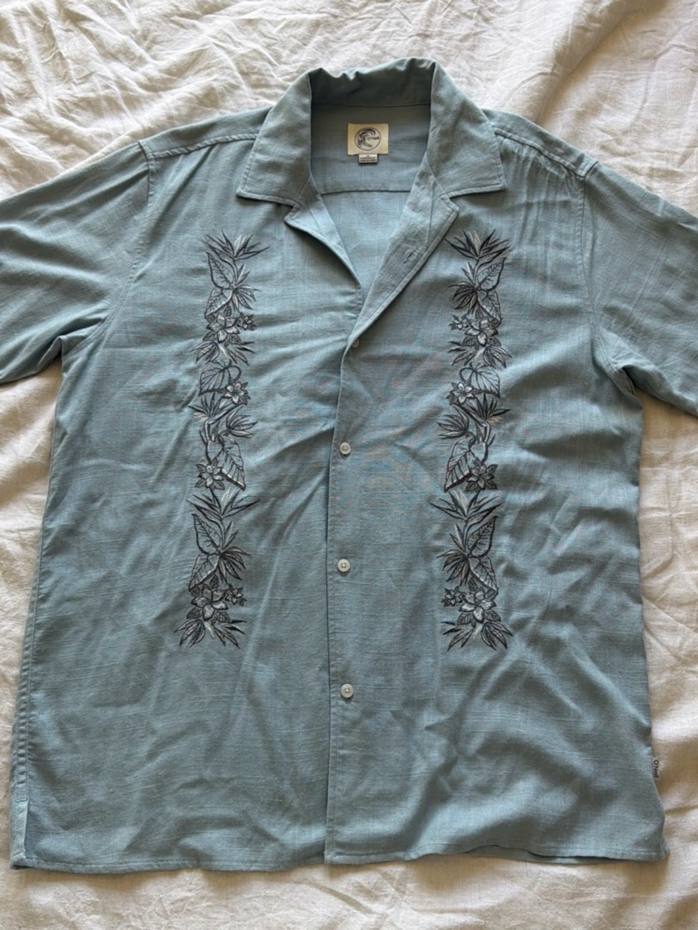O'Neill Light Blue Short-Sleeve Embroidered Camp Shirt